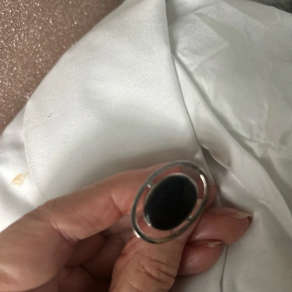 Silver and Black Oval Cufflinks - Swank